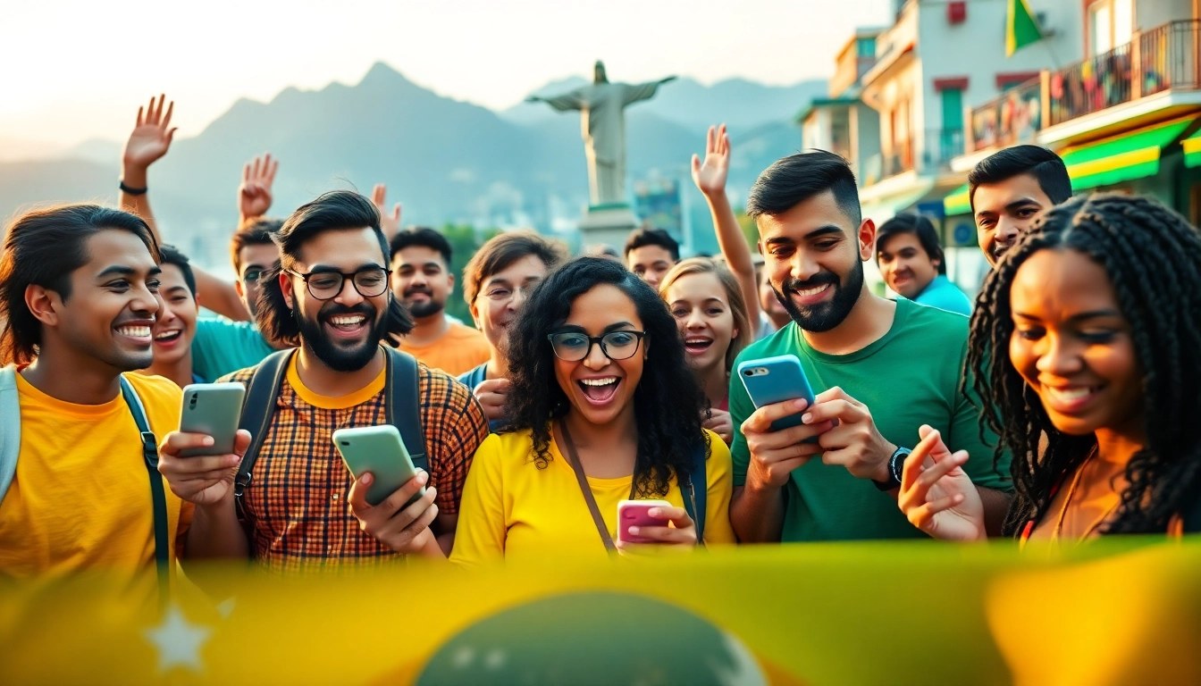 Engaged bettors enjoying sports betting in Brazil, showcasing excitement and diverse participation.