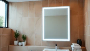 Präsentation des sonni Spiegelschrank mit modernem Design und Beleuchtung im Badezimmer.