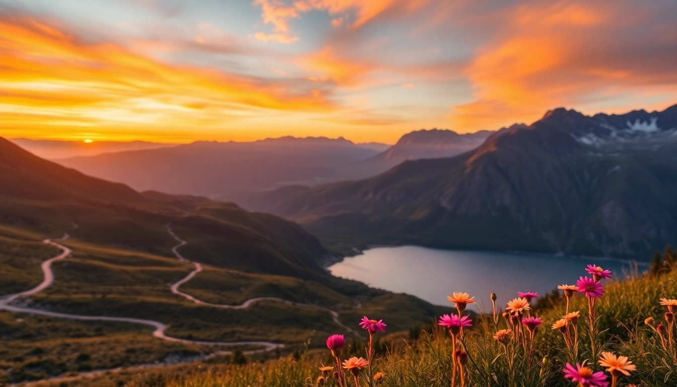 Experience breathtaking scenery with https://travelvixta.com showcasing a vibrant mountain sunset.