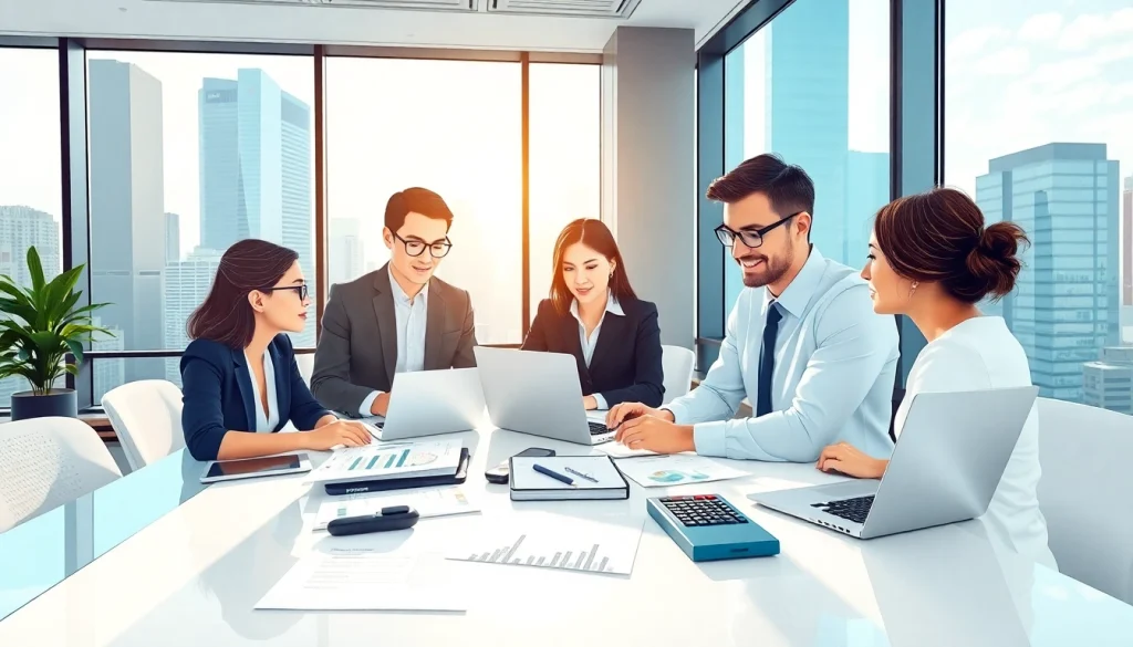 Showcasing a dedicated real estate investor accounting firm team collaborating effectively in a modern office.