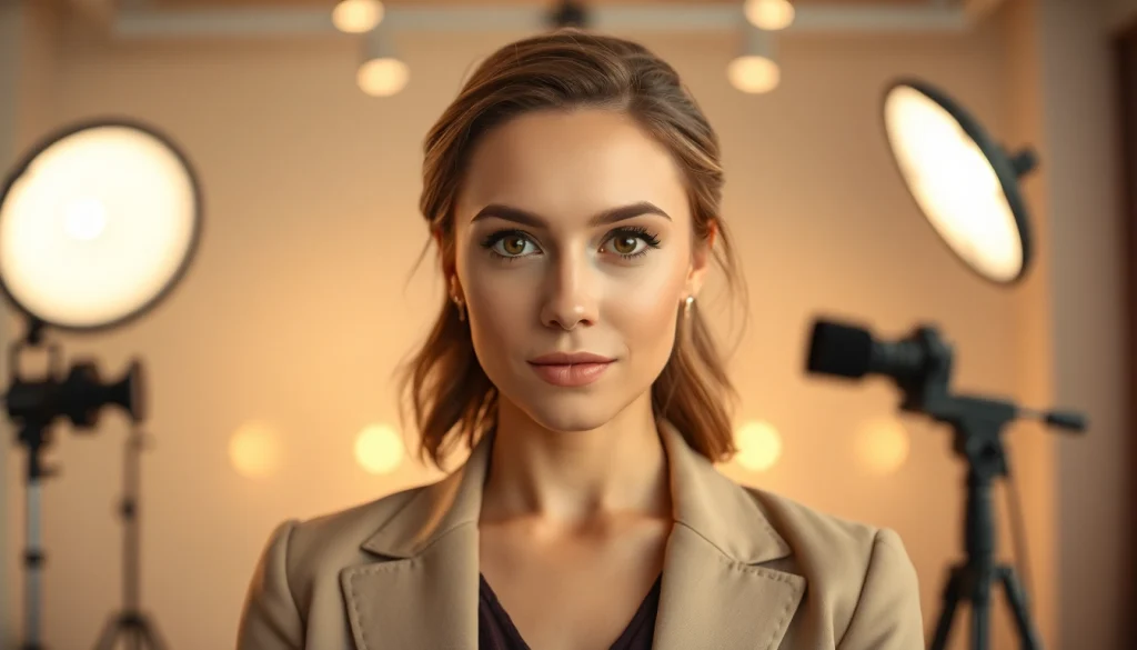 Jodie Comer exuding charisma at https://diknews.co.uk/jodie-comer/ in a modern studio.
