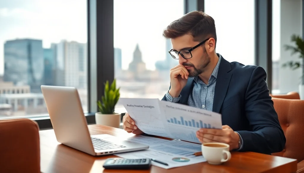 Engaged professional reviewing retirement planning for business owners San Antonio in a modern office.