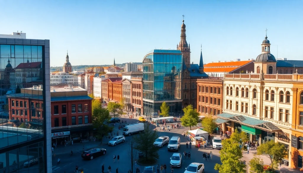 Огляд міста Сум на https://sumy24.com.ua з активністю людей на вулицях.