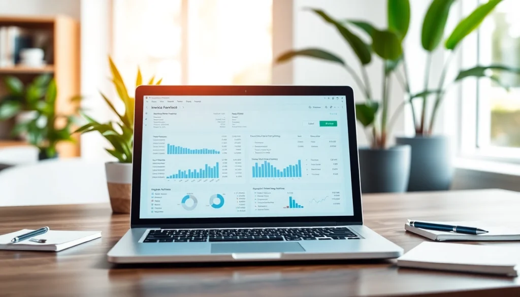 Utilize invoice processing software in a modern office setting for efficient invoicing.