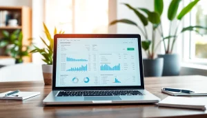 Utilize invoice processing software in a modern office setting for efficient invoicing.