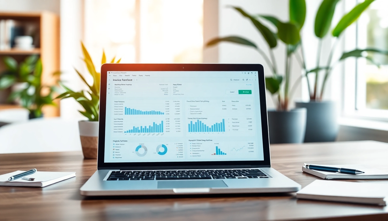 Utilize invoice processing software in a modern office setting for efficient invoicing.