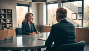 Consulting with a professional attorney at https://www.miaoulislaw.com in a modern office.