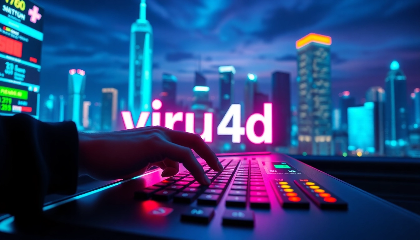 Menampilkan virus4d pada konsol permainan online yang modern dan dinamis.