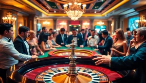 Experience the thrill of casino betting at https://kjc.uk.com/ with colorful chips on a roulette table.
