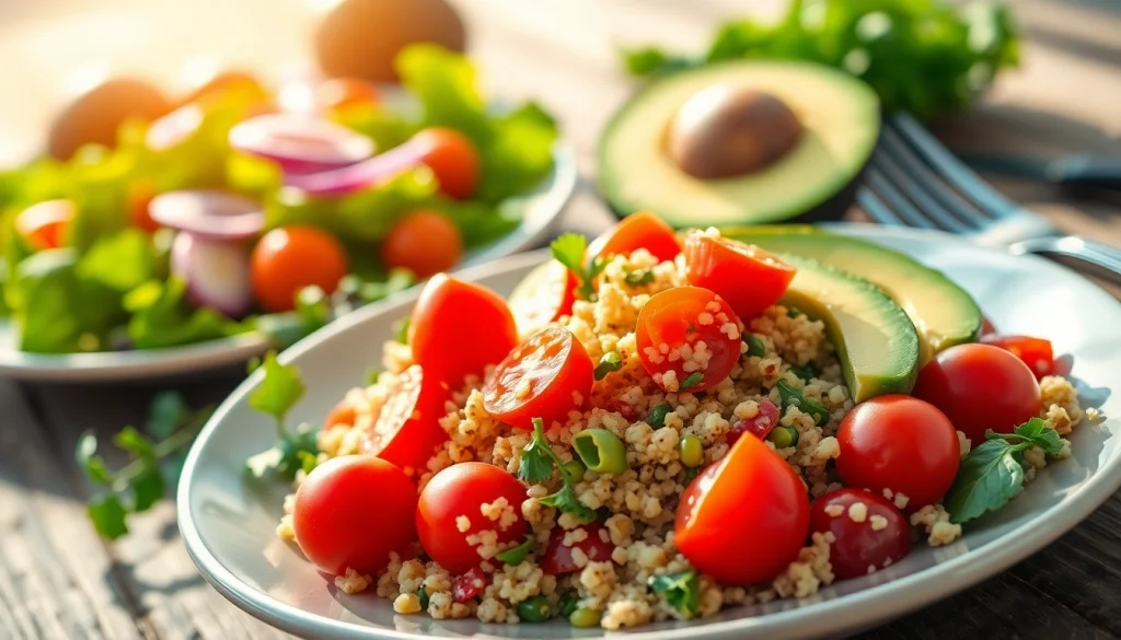 Explore a vibrant quinoa salad from recipesalexarciab.com showcasing fresh ingredients.