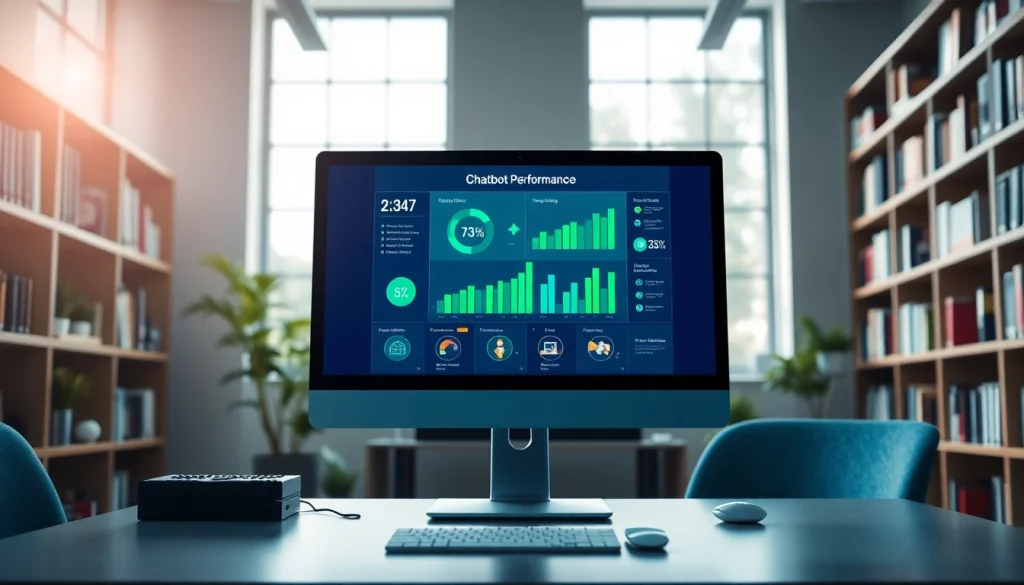 Elevate your AI testing with insights from https://www.benchbot.ai showcasing chatbot metrics in a professional office.