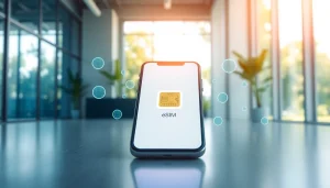 Activate eSIM features on your smartphone with modern digital graphics at https://esimfo.com