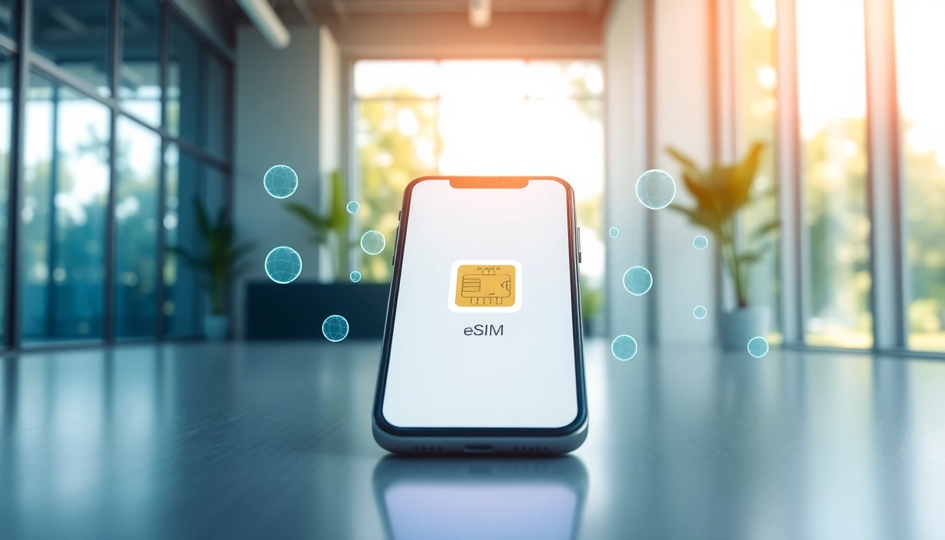 Activate eSIM features on your smartphone with modern digital graphics at https://esimfo.com