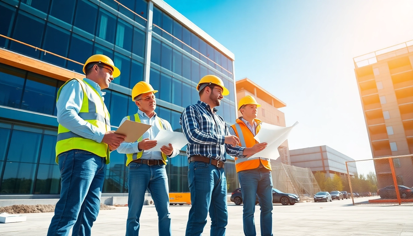 Professional scene showcasing New Jersey General Contractor team collaborating on a construction project.