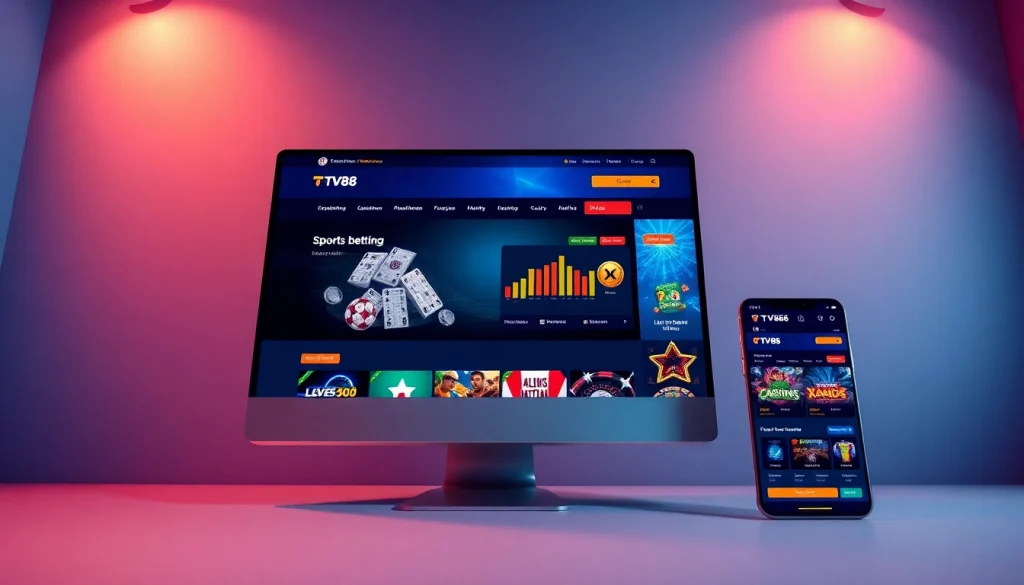 Experience TV88's user-friendly gambling platform showcased in a modern interface.
