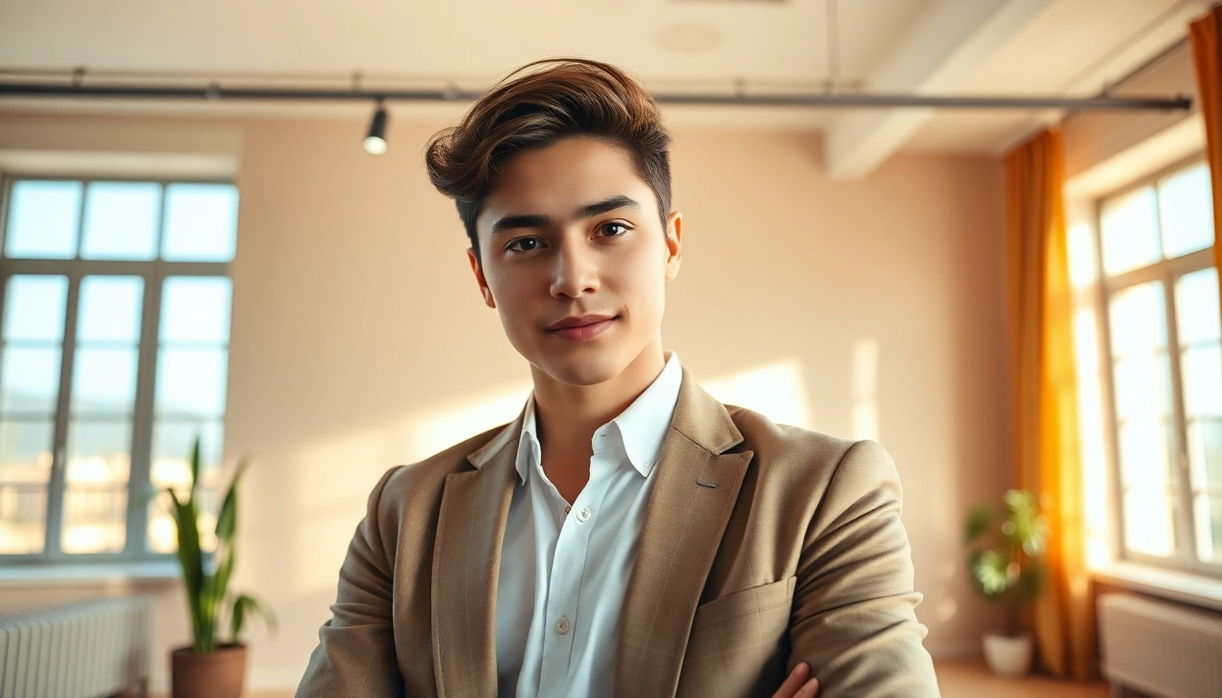 Portrait photography in Milan: professional male subject with warm tones