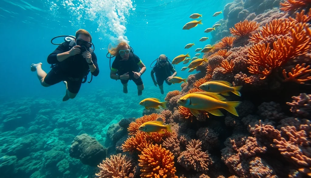 Experience the vibrant marine life at https://marvinscubaexpeditions.com with divers exploring a colorful coral reef.