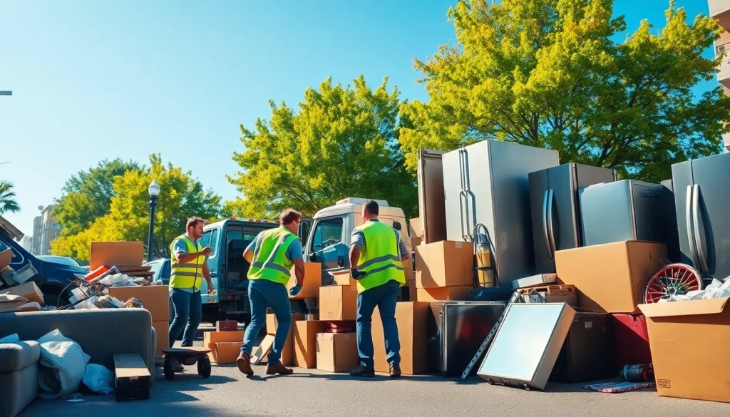 Efficient junk removal service at https://myeasyjunkremoval.com with a team loading discarded furniture.
