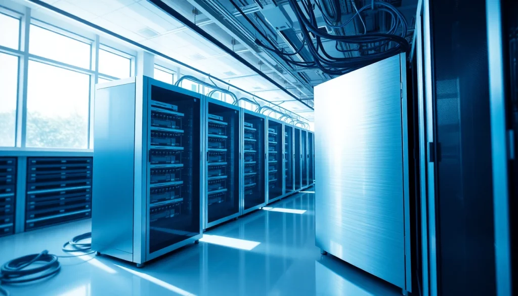 Visual representation of NAS & SAN Storage Deployment in a modern server room showcasing advanced storage solutions.