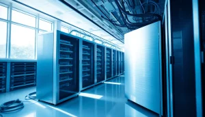 Visual representation of NAS & SAN Storage Deployment in a modern server room showcasing advanced storage solutions.