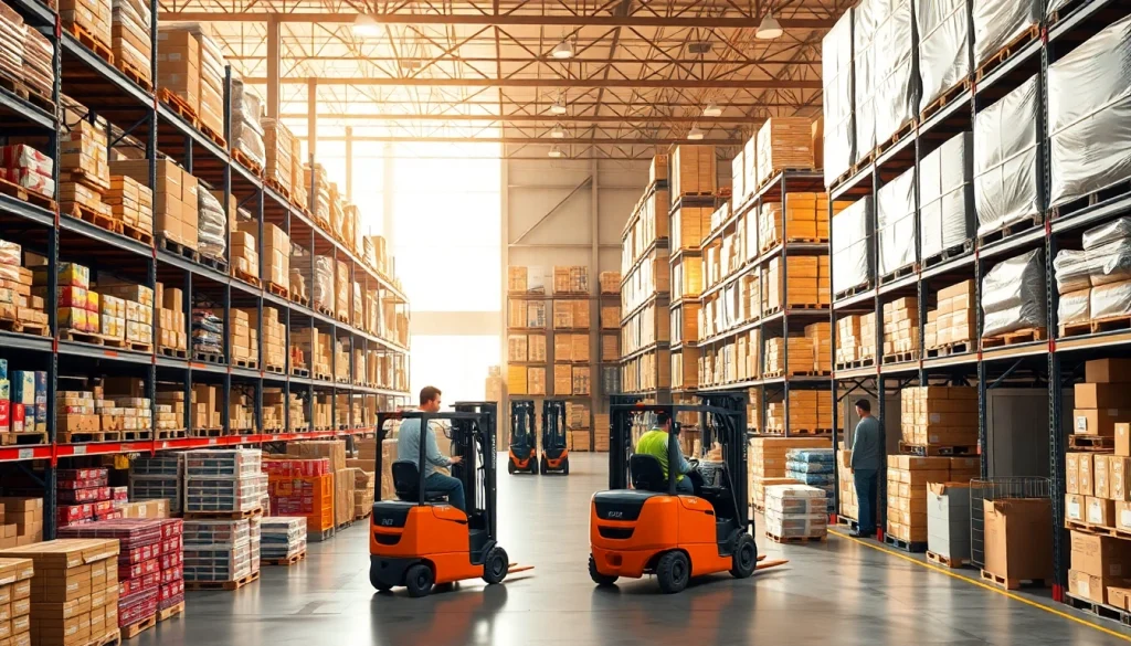 Enhance warehousing operations with a vibrant professional setting showcasing organization and efficiency.