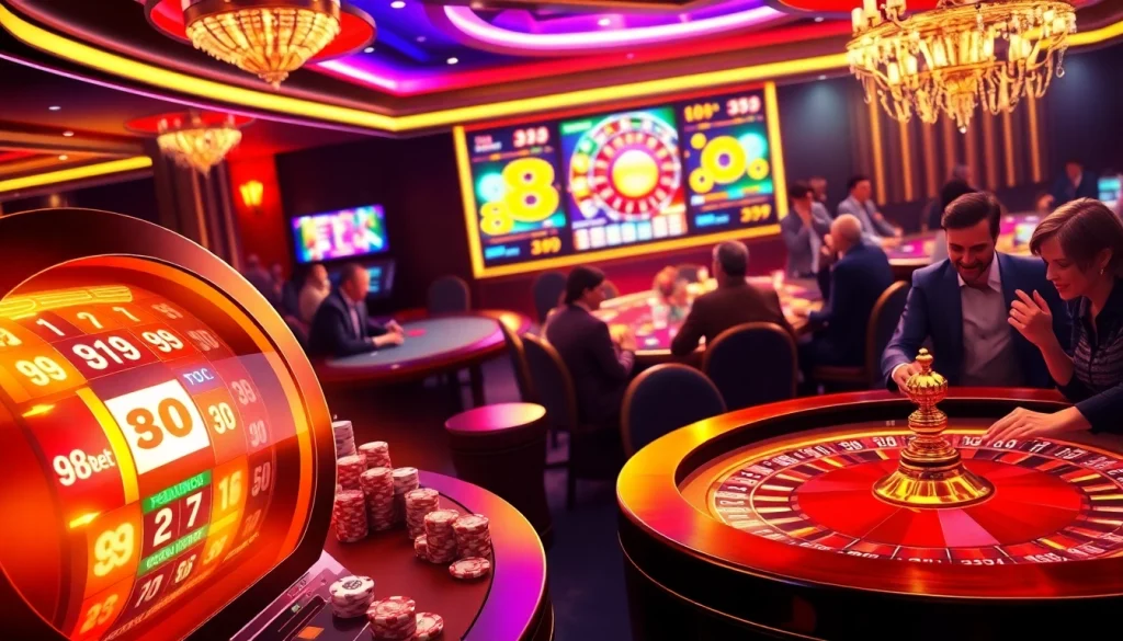 Experience the excitement of 89bet at a bustling casino table full of poker players.