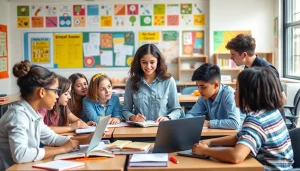 Students engaging in Education activities in a vibrant classroom environment.