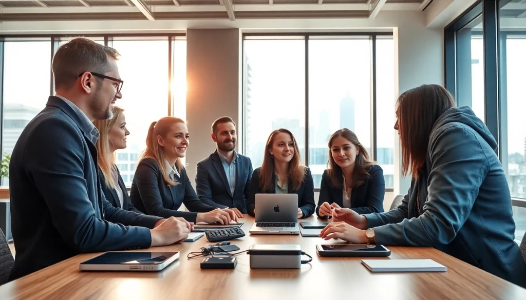 Engaging technology discussions at https://mohamedmmblog.tech featuring diverse professionals in a modern office.