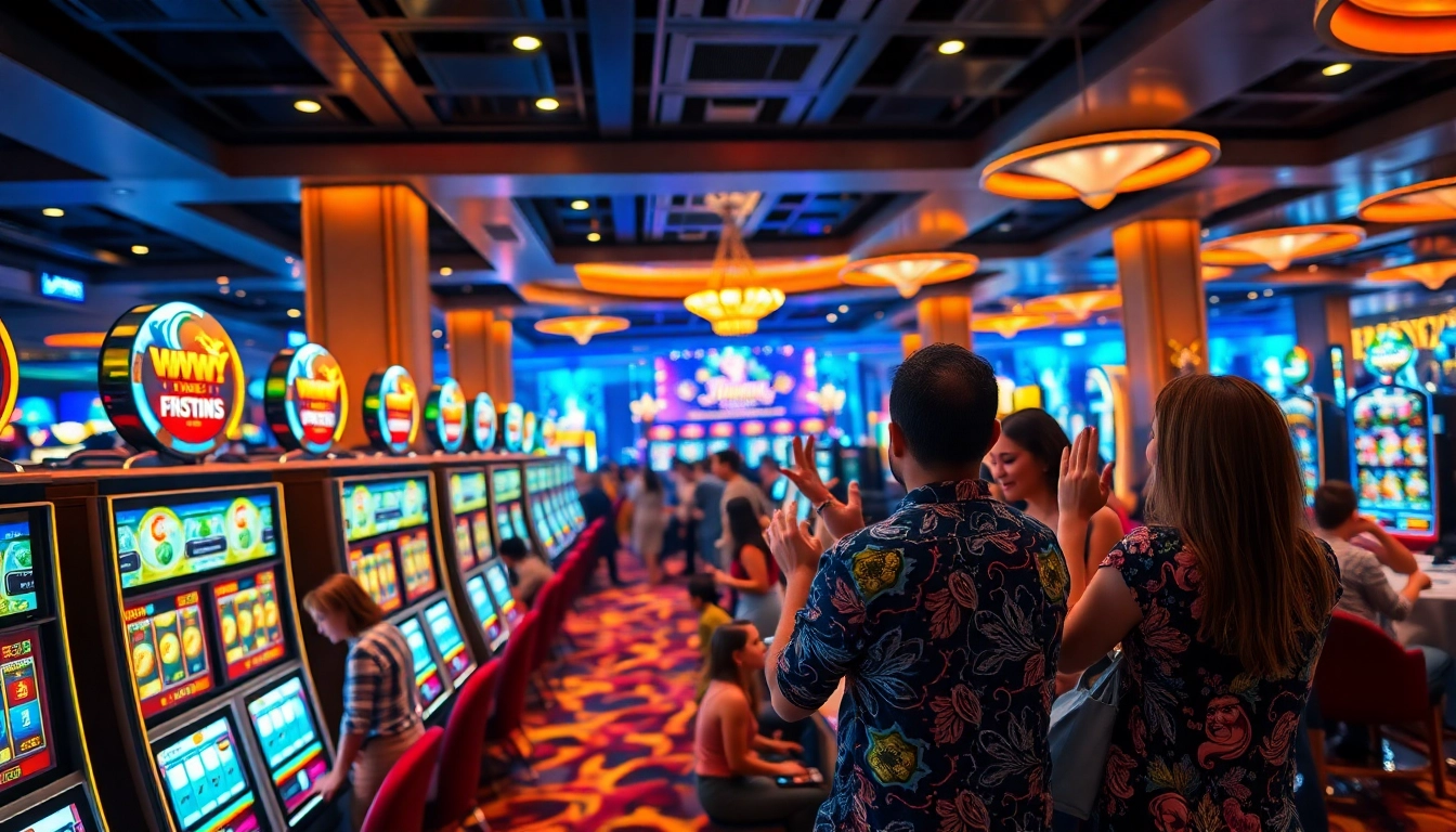 คาสิโนถ่ายทอดความตื่นตาตื่นใจผ่านผู้เล่นที่สนุกสนานในบรรยากาศสดใส