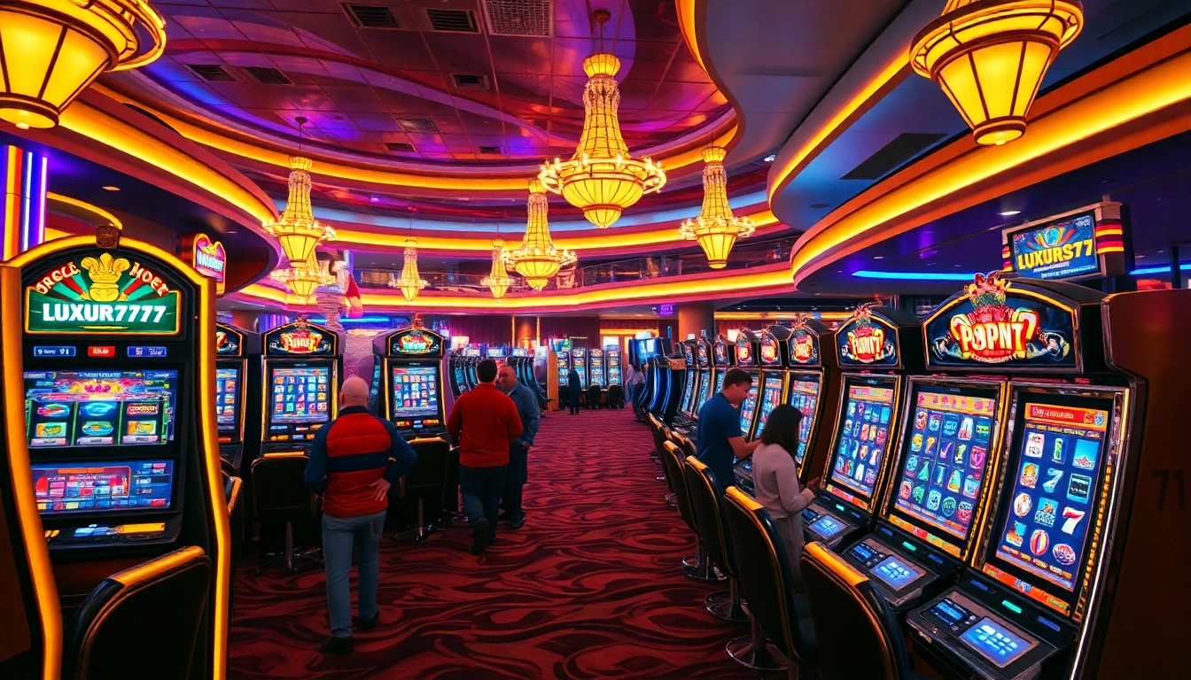 Main game performance on the luxury777 slot machine in a vibrant casino setting.