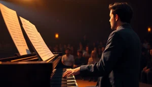 Pianist performing at https://whisperings.com.ua concert, creating an intimate musical atmosphere.