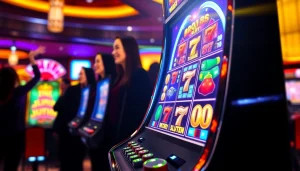 Menyaksikan keseruan permainan bro138 slot dengan grafis cerah dan pemain merayakan kemenangan.