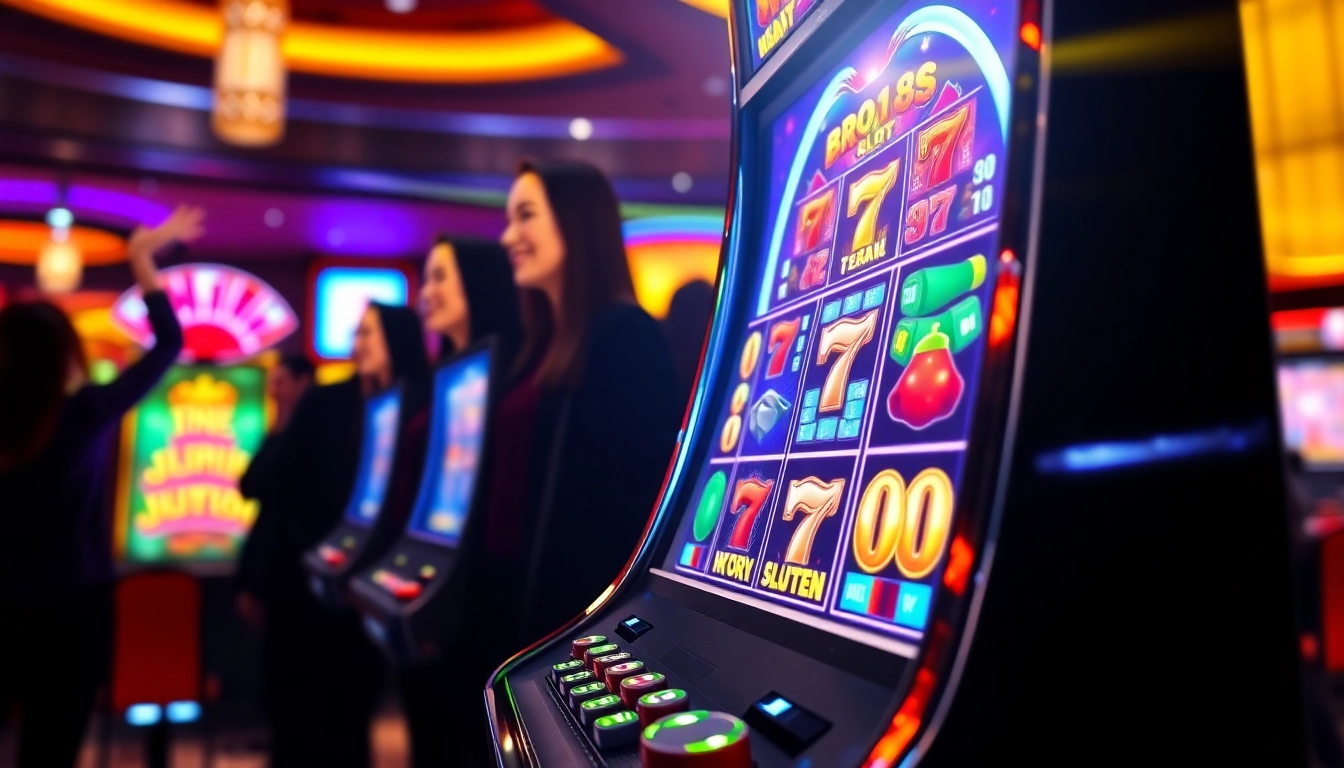 Menyaksikan keseruan permainan bro138 slot dengan grafis cerah dan pemain merayakan kemenangan.