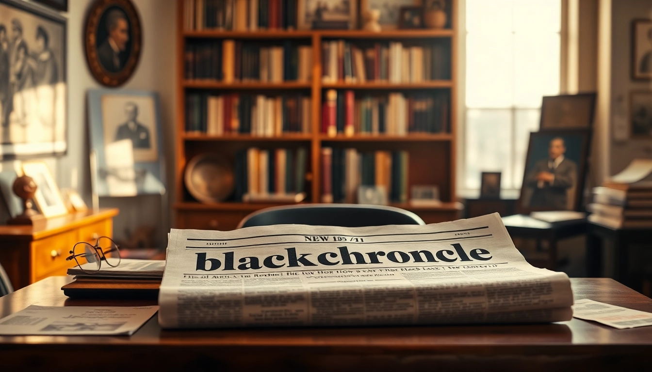 Capturing the essence of blackchronicle newspaper among historical artifacts and literature.