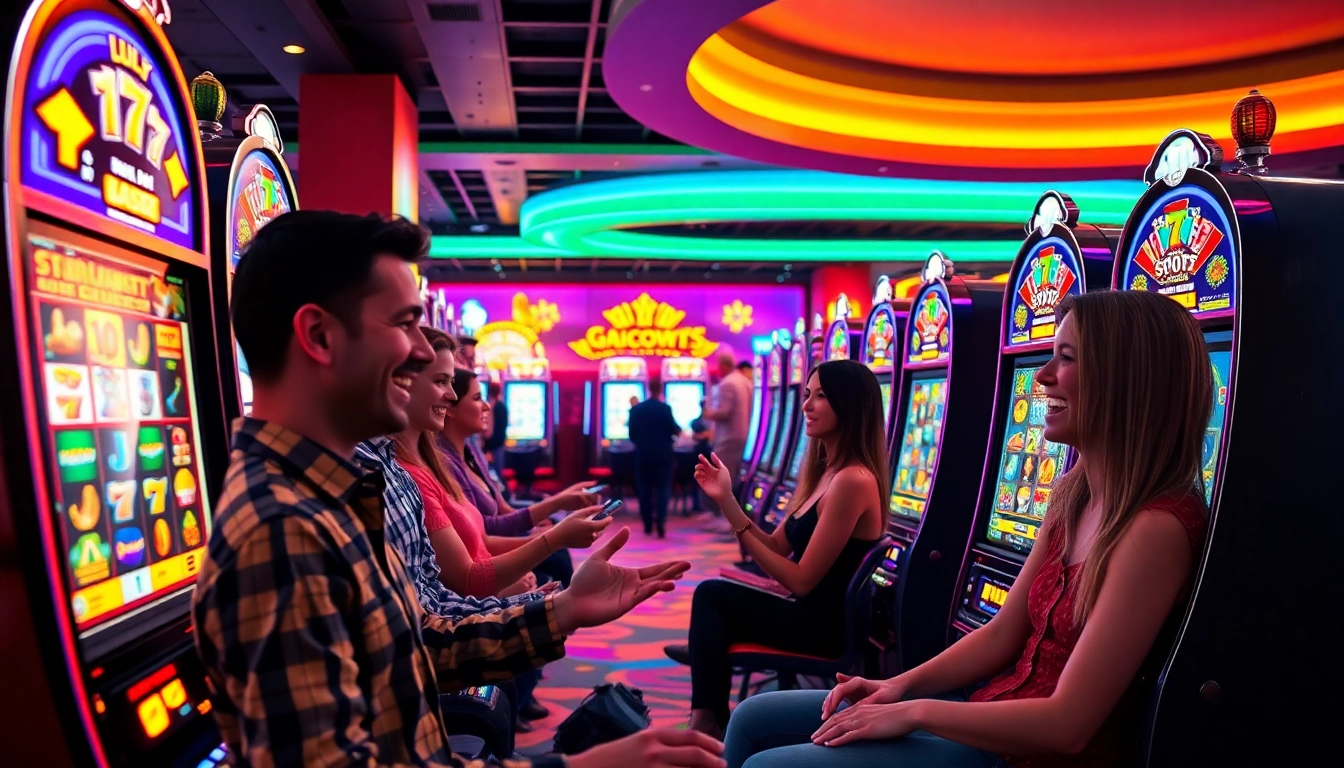 Menampilkan pengalaman slot gacor dengan mesin slot modern dan pemain yang meraih kemenangan.