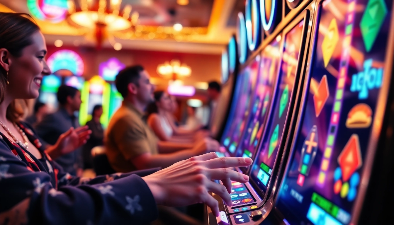 Menampilkan sayapbola slot yang menarik perhatian dengan latar belakang suasana kasino.