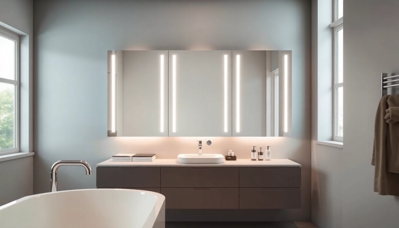 Richten Sie den sonni Spiegelschrank mit stilvollem Design und integrierter Beleuchtung ein.