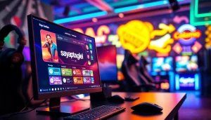 Menampilkan platform sayaptogel dengan grafis menawan di layar komputer modern.