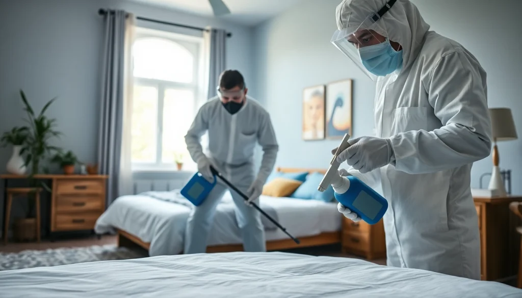 Visually demonstrate https://affordablebedbugexterminators.com pest control service in a professional setting.