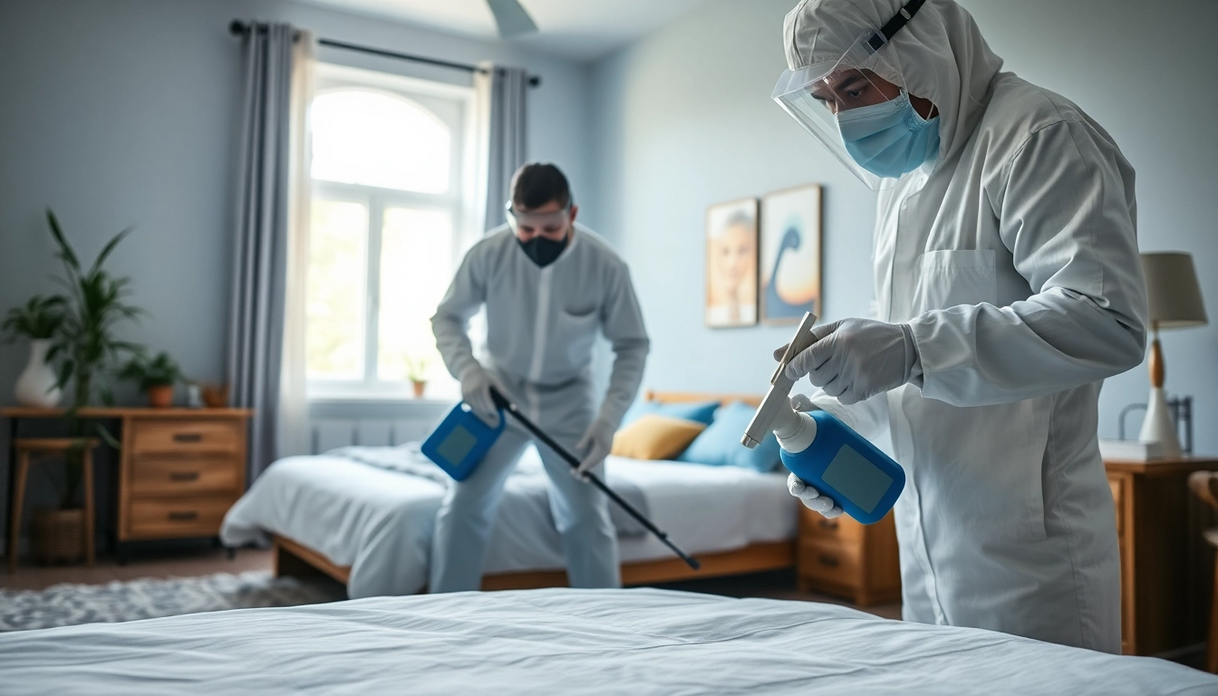 Visually demonstrate https://affordablebedbugexterminators.com pest control service in a professional setting.