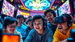 Bermain game bensu4d dengan pemain yang antusias dalam arena gamer berenergi tinggi.
