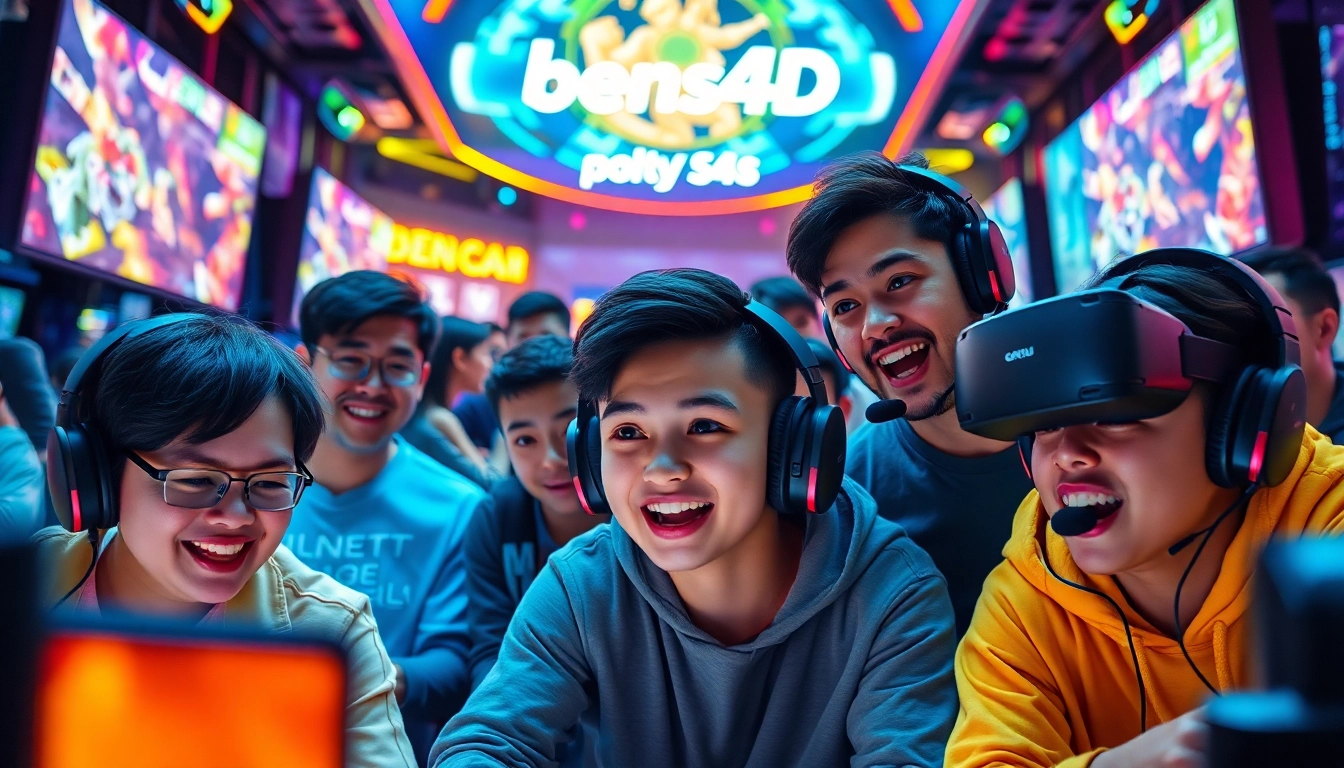 Bermain game bensu4d dengan pemain yang antusias dalam arena gamer berenergi tinggi.