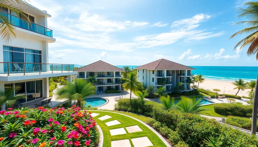 Showcase of Pattaya properties featuring modern designs and scenic beachfront views in a tropical landscape.