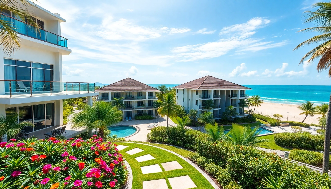 Showcase of Pattaya properties featuring modern designs and scenic beachfront views in a tropical landscape.