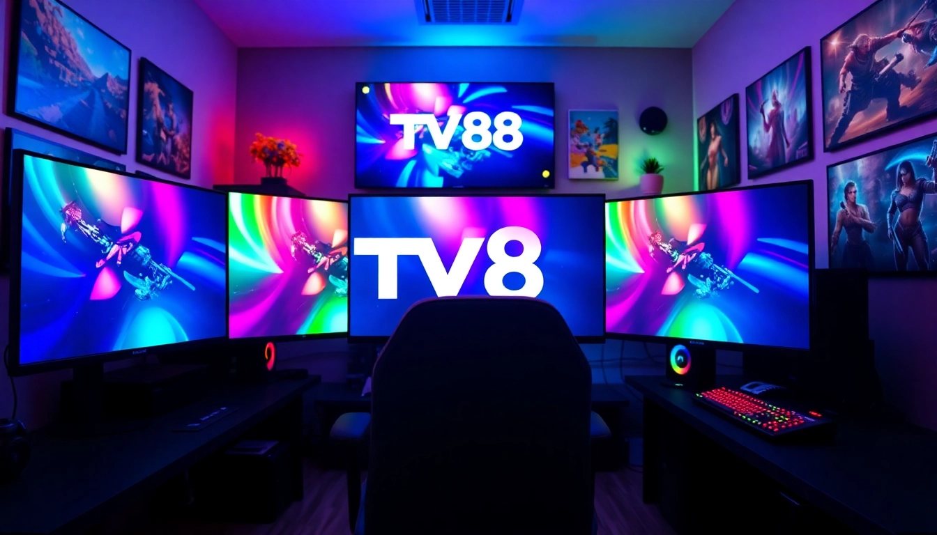 Engaging TV88 branding showcased in a professional gaming setup.