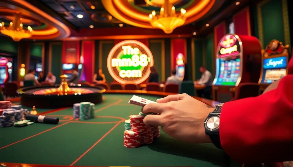 Experience the thrill of casino gaming at mm88 com with vibrant poker tables and exciting slot machines.