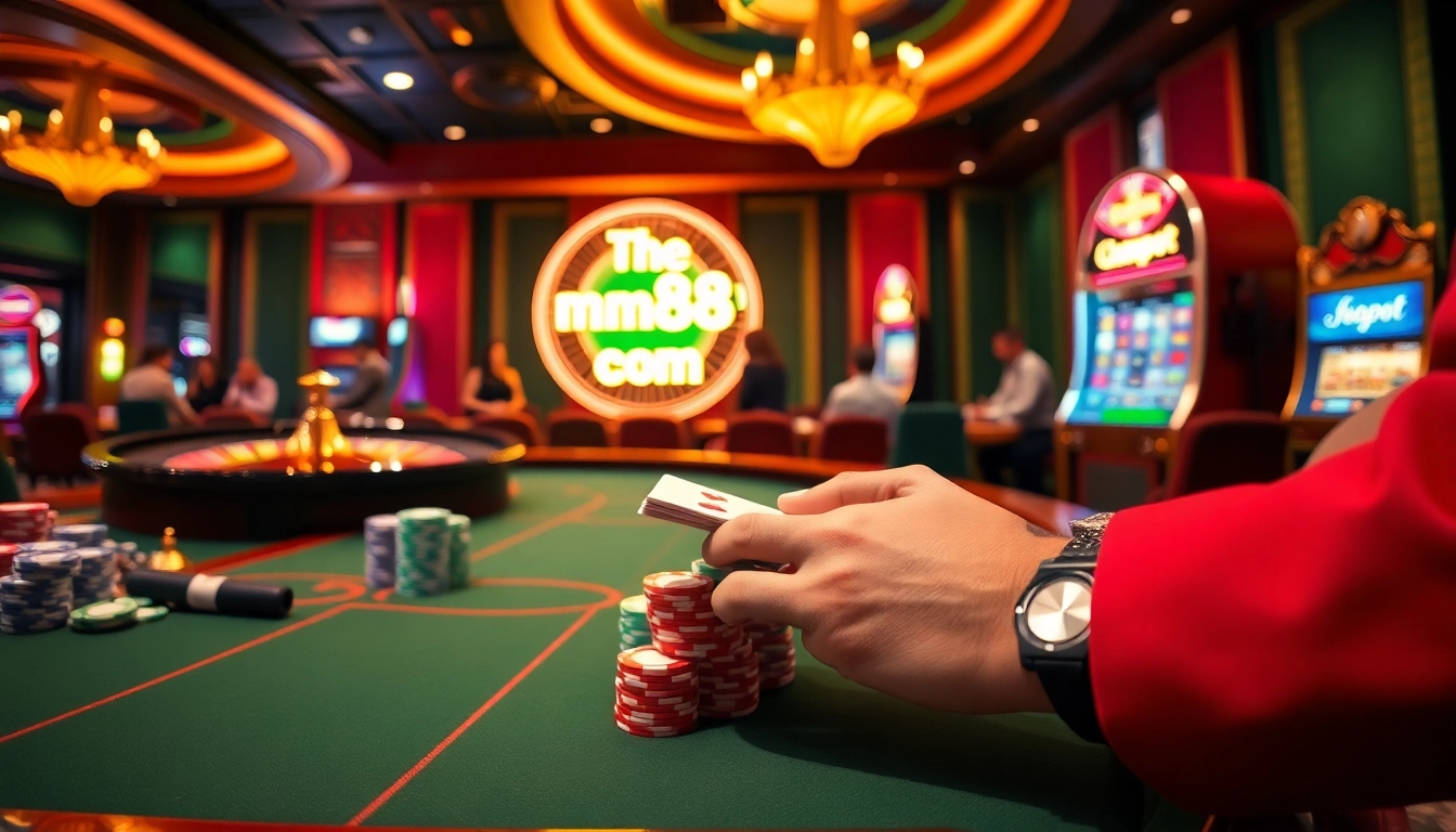 Experience the thrill of casino gaming at mm88 com with vibrant poker tables and exciting slot machines.