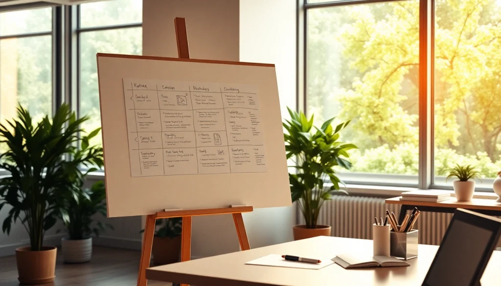 Réaliser une présentation avec le chevaletdeconference.fr dans un bureau moderne lumineux.