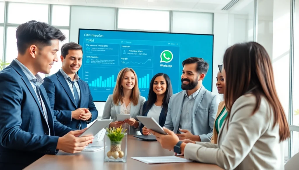 Understand What is a CRM for WhatsApp through a professional business collaboration scene.