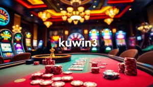 Experience thrilling gameplay at kuwin3's luxury casino with vibrant poker tables and jackpots.